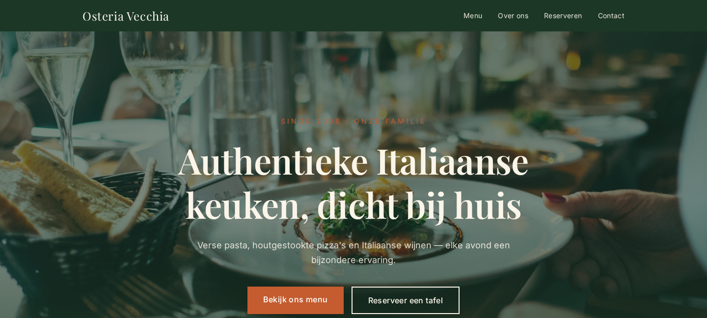 Voorbeeld van een website laten maken voor Restaurant — Italiaans restaurant in de Jordaan, gebouwd door Studio Lake