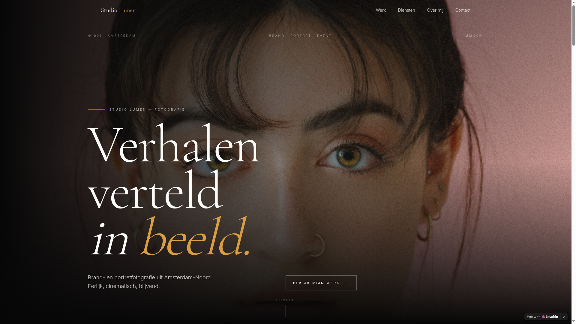 Voorbeeld van een website laten maken voor Fotograaf — Merk- en portretfotografie, gebouwd door Studio Lake