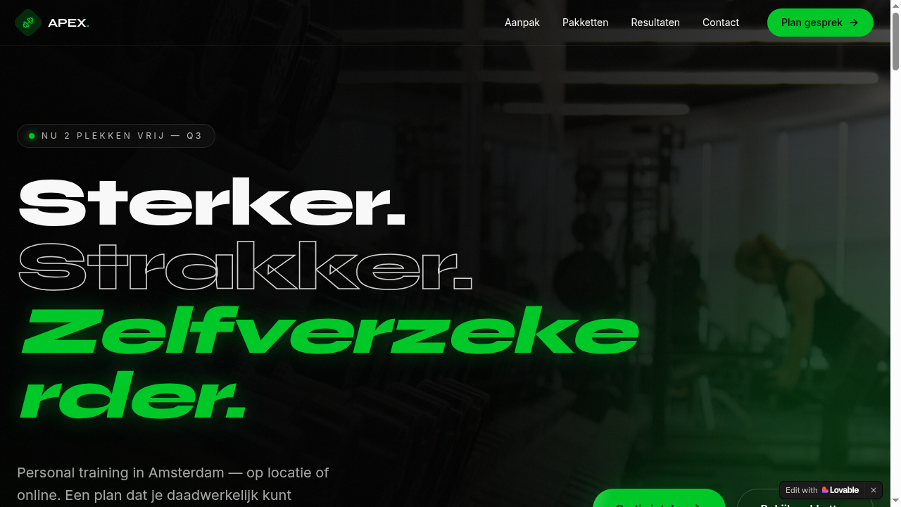 Voorbeeld van een website laten maken voor Personal Trainer — Personal training & coaching, gebouwd door Studio Lake